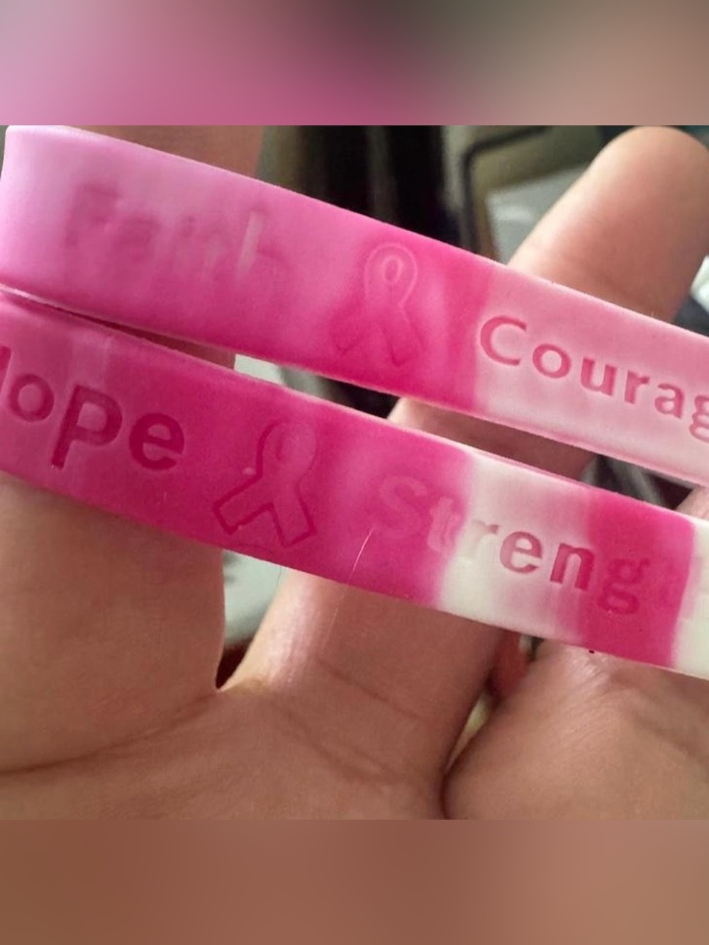 Pink Breast Cancer Awareness Silicone Bracelet Set